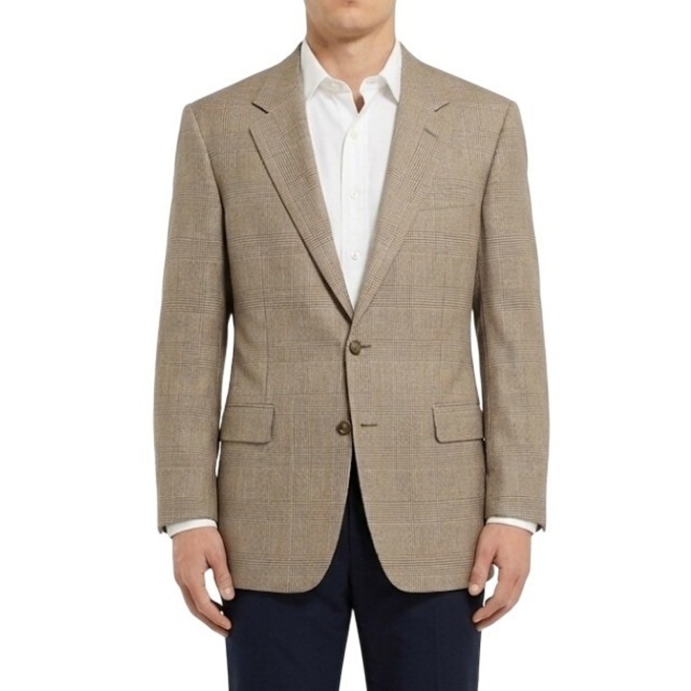 Ralph Lauren Dillard's Exclusive Wool Blazer Plaid Tan Brown Mens Size 44R
